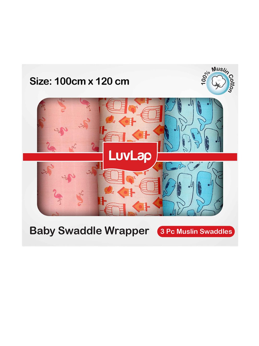 LuvLap Kids Pack Of 3 Printed Baby Swaddle Wrapper-picture-27
