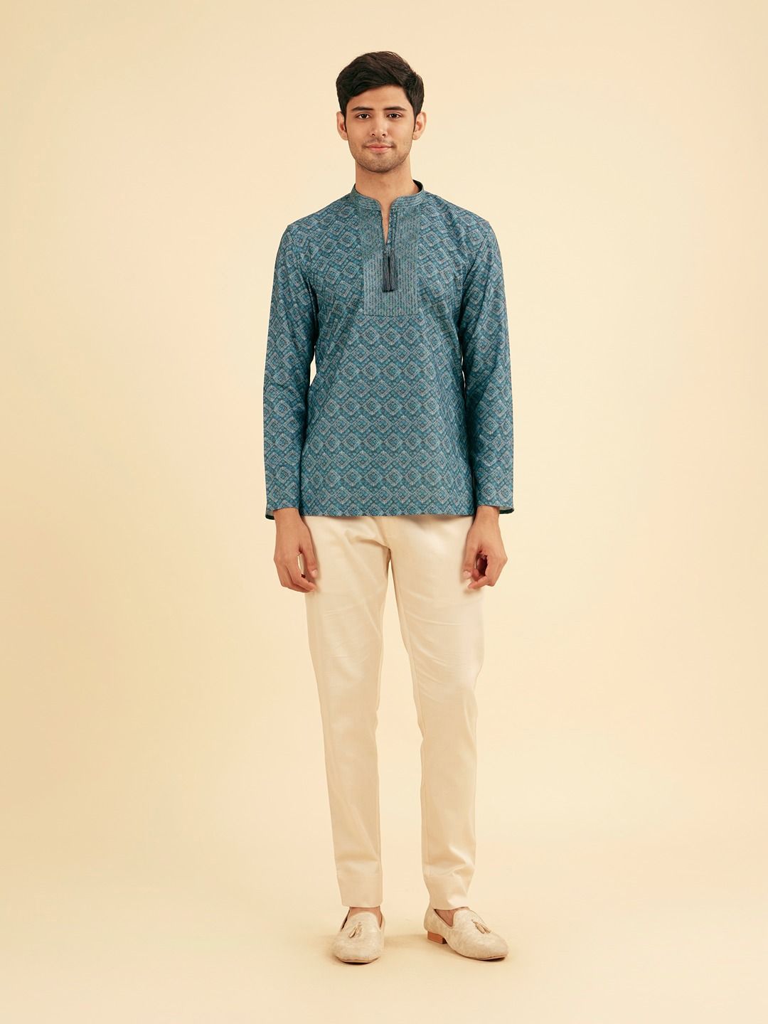 Manyavar Men Ethnic Motifs Printed Short Kurta-picture-12