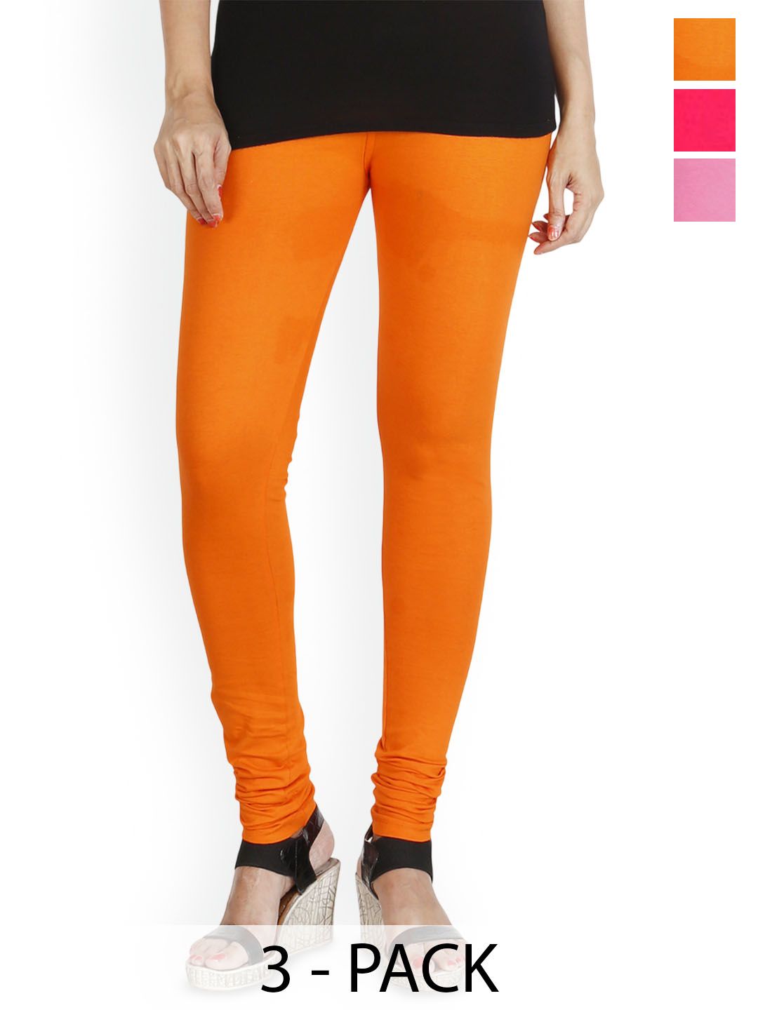 HRINKAR Women Pack Of 3 Slim-Fit Churidar-Length Leggings-picture-57