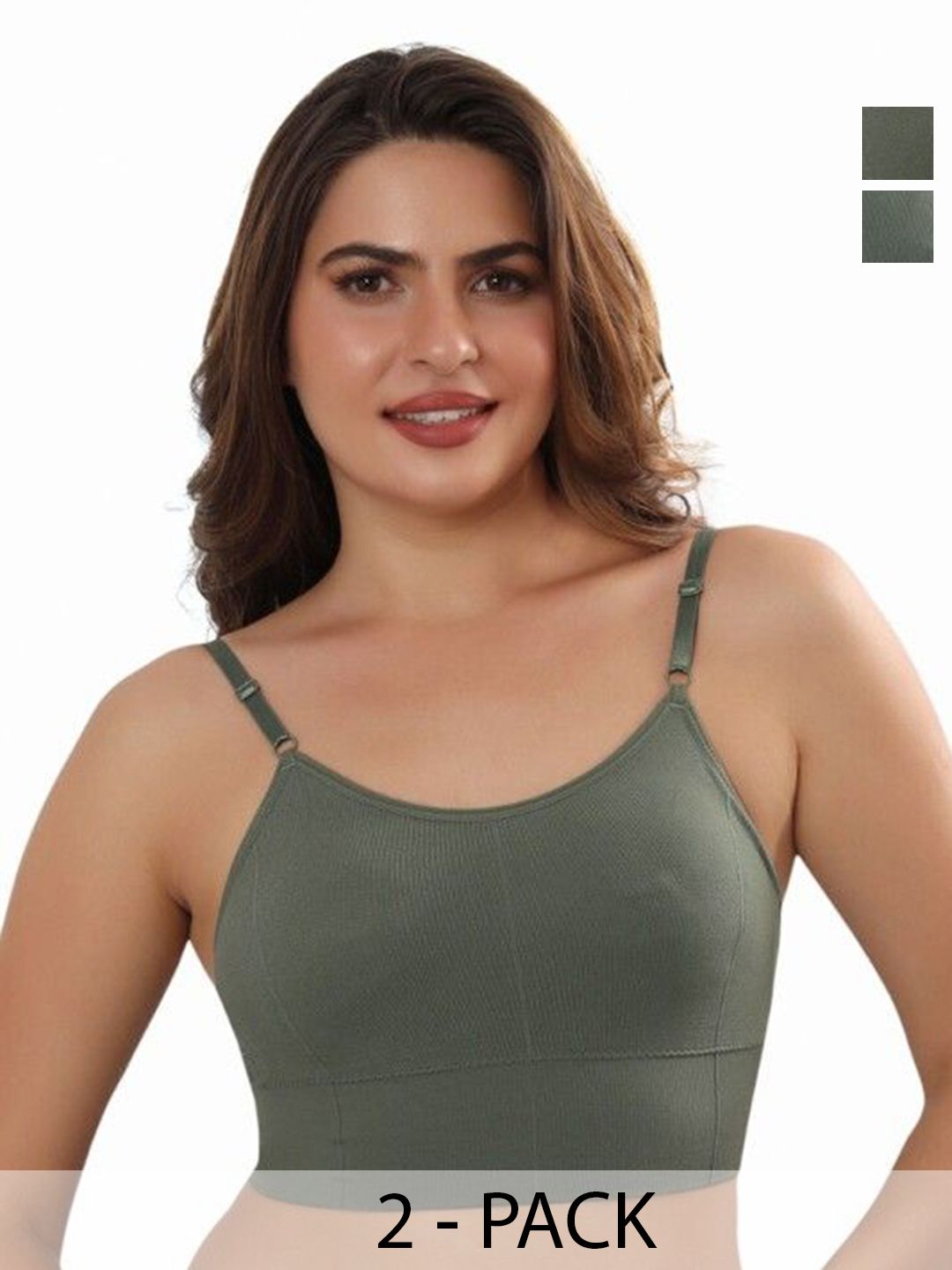 Moda Rapido Women Pack of 2 Rapid-Dry Full Coverage Lightly Padded Non-Wired Camisole Bra