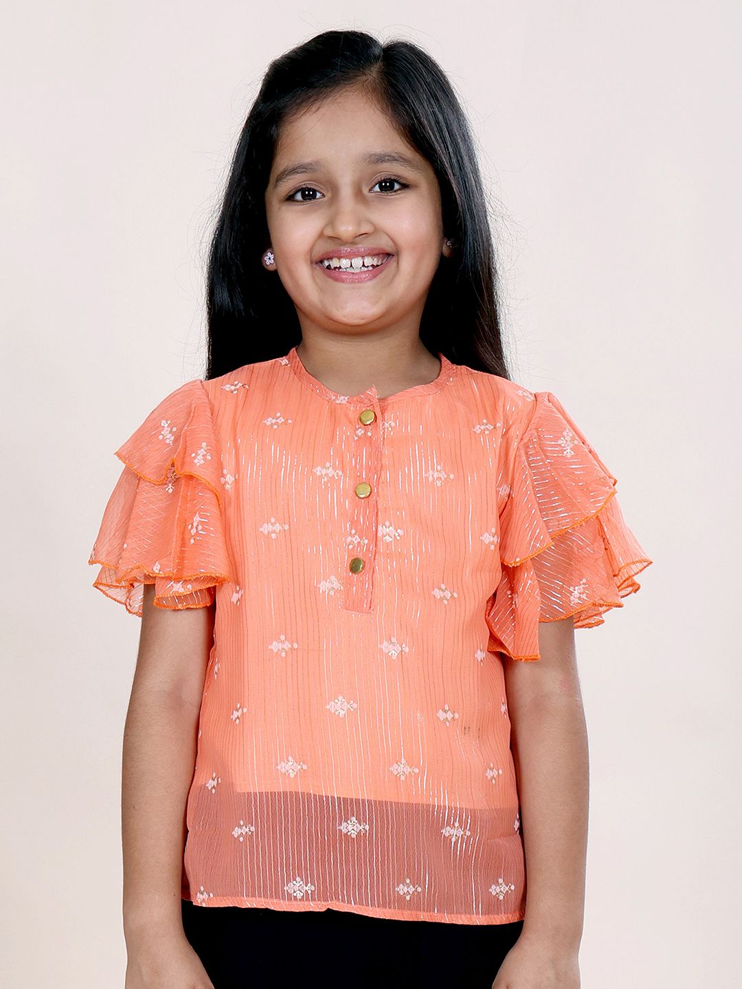 KiddoPanti Girls Round Neck Striped Print Top-picture-36