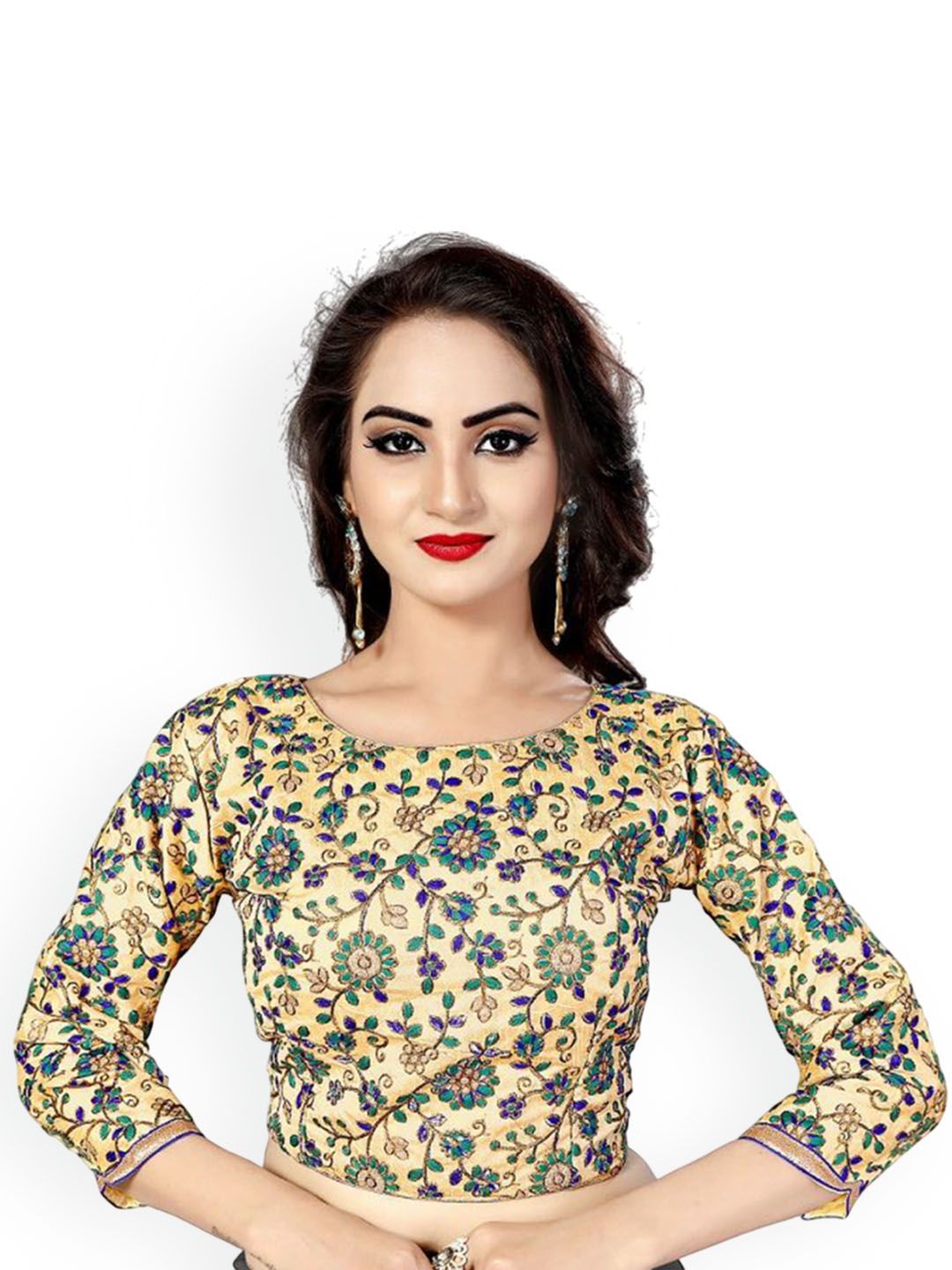 KING SALES Embroidered Round Neck Readymade SareeBlouse-picture-42