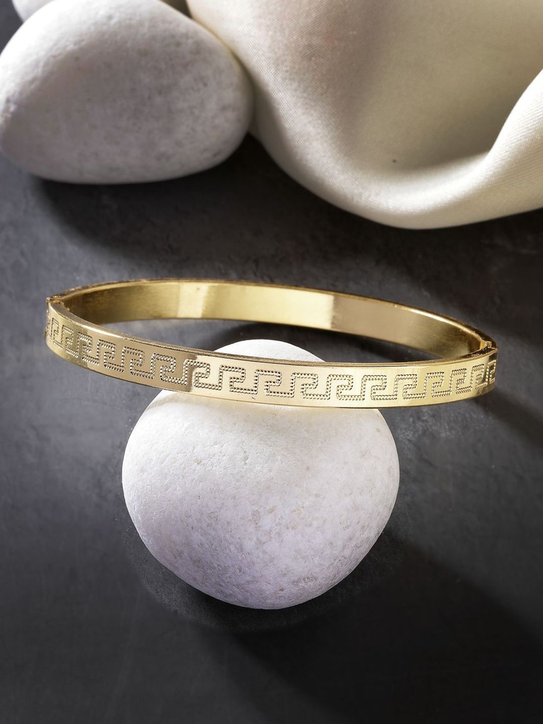 The Roadster Lifestyle Co. Men Gold-Plated Stainless Steel Kada Bracelet-picture-38