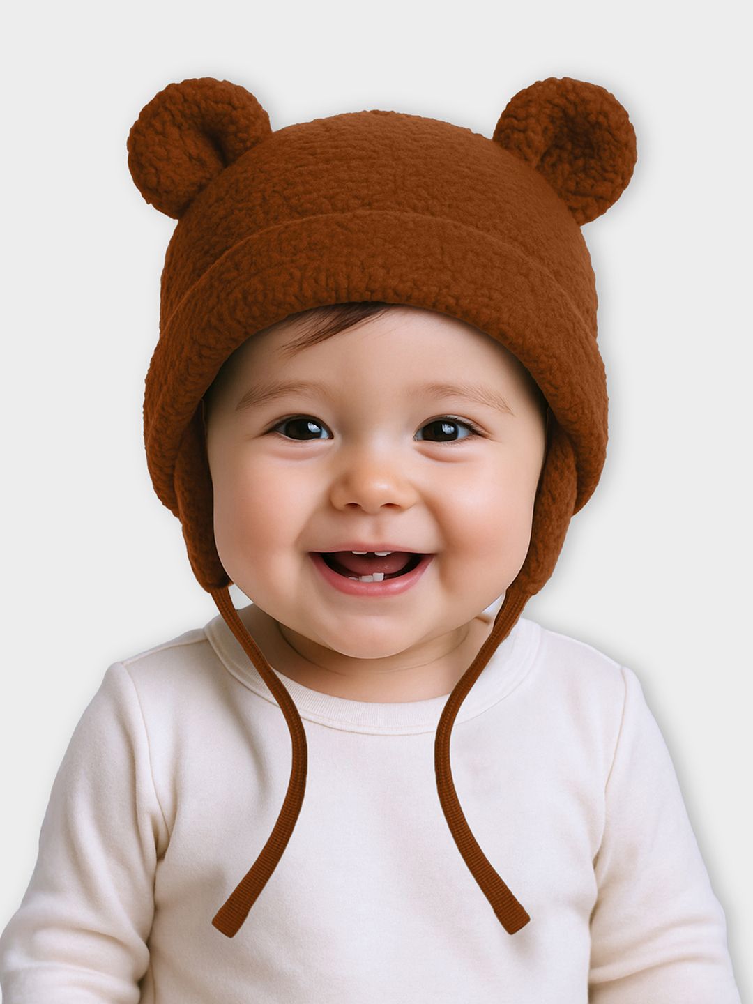 MiArcus Kids Brown Solid Knitted Pom Pom Cap-picture-11