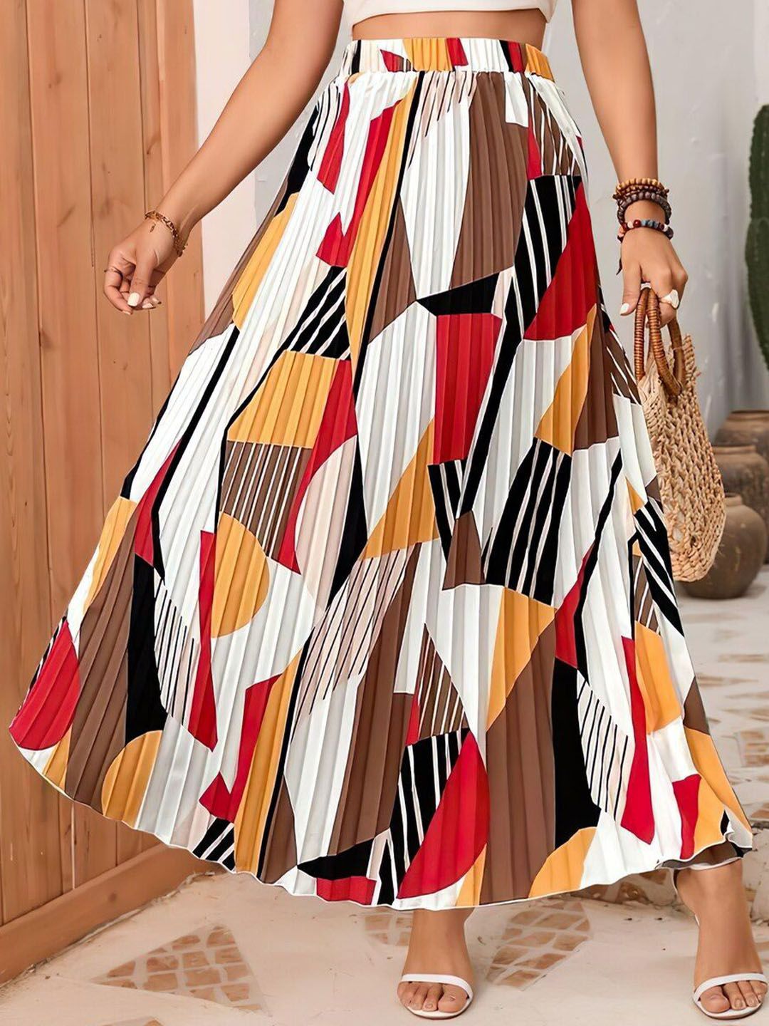 LookShine Women Abstract Printed A-Line Maxi Skirt-picture-16