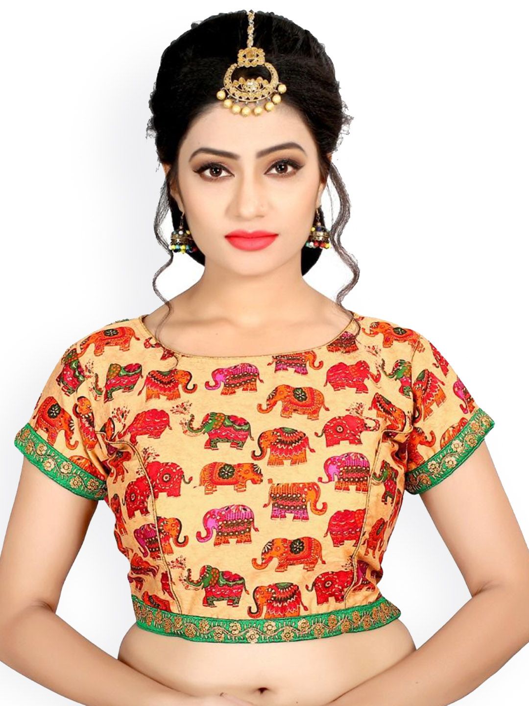 KING SALES Printed Pure Cotton Round Neck Readymade SareeBlouse-picture-51