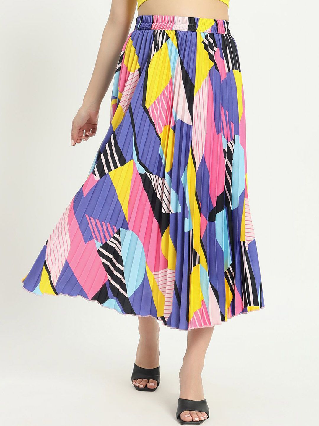 LookShine Printed A-Line Flared Midi Skirts-picture-7