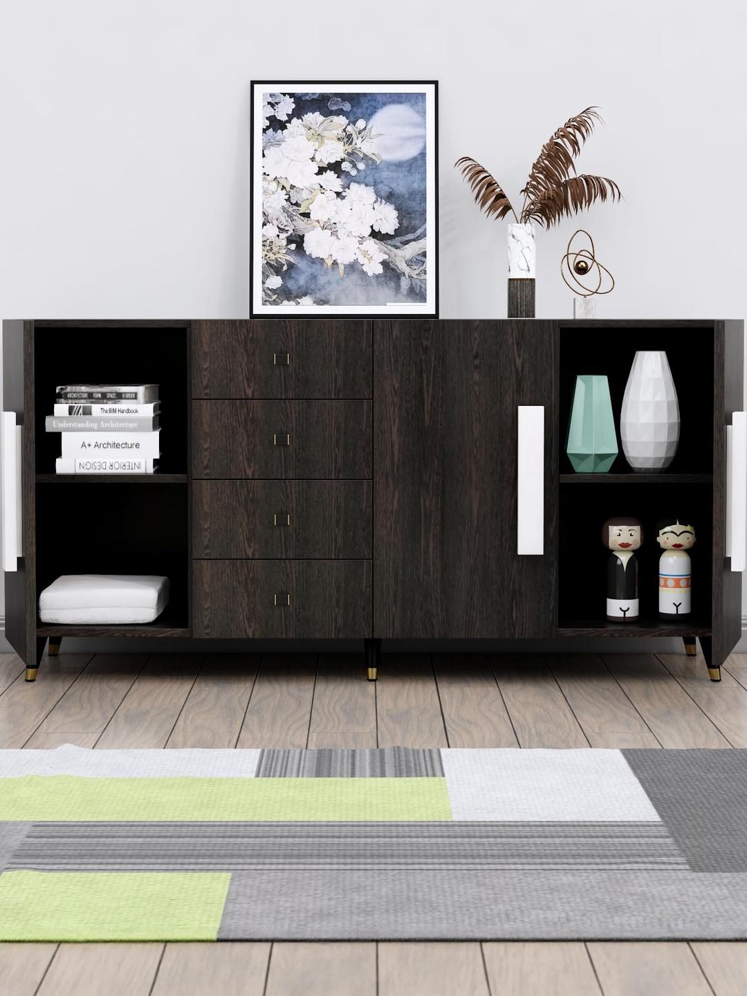 HEXA RED Brown Engineered Wood Storage Cabinet