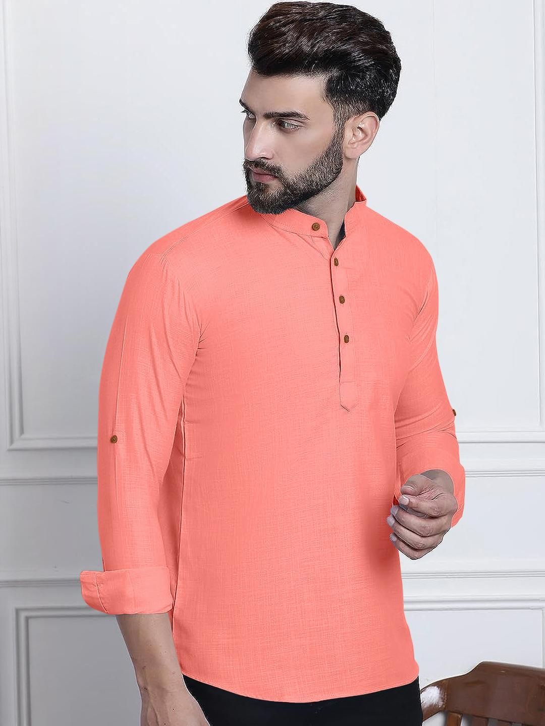 Fifth U Men Peach Kurta-picture-32