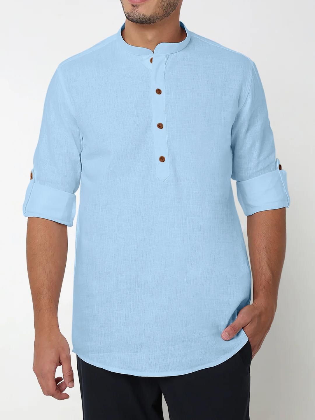 Fifth U Men Turquoise Blue Kurta-picture-12
