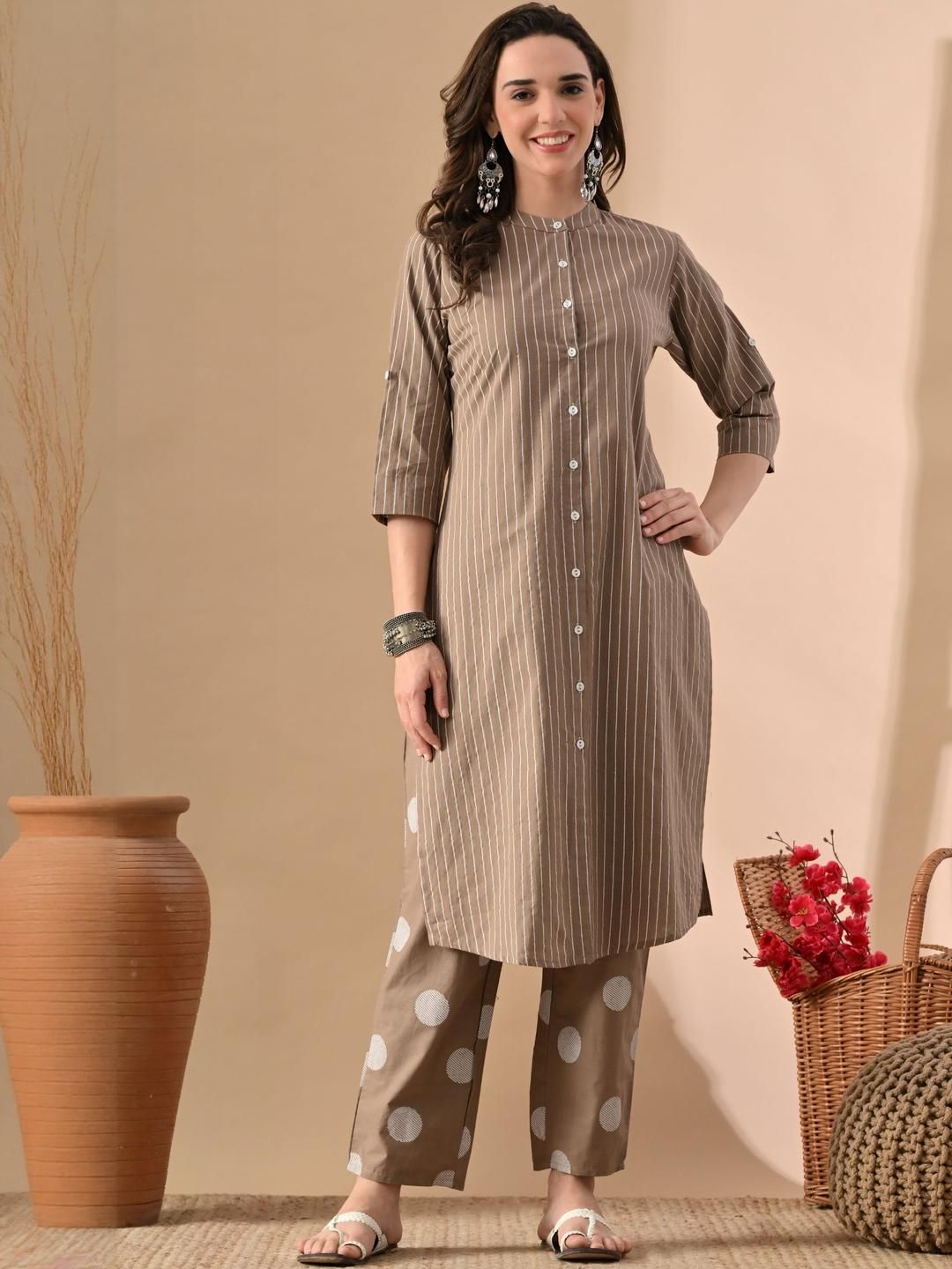 Jaipuri Fashionista Women Printed Regular Pure Cotton Kurta with Palazzos