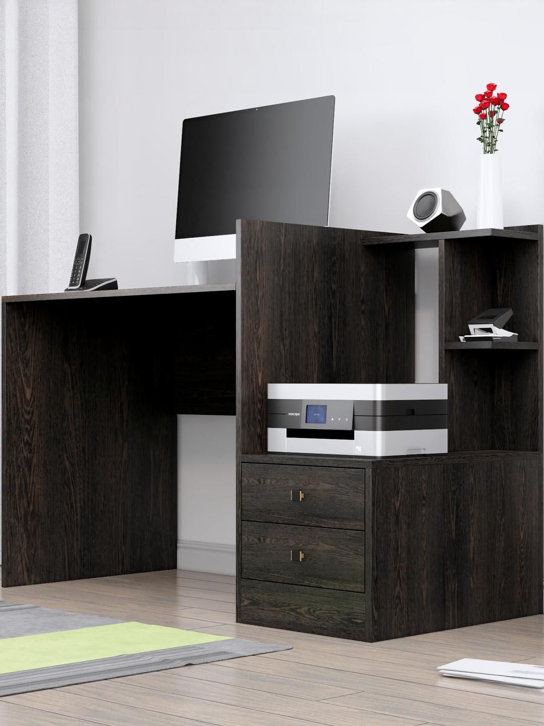 HEXA RED Brown Engineered Wood Study Table-picture-27