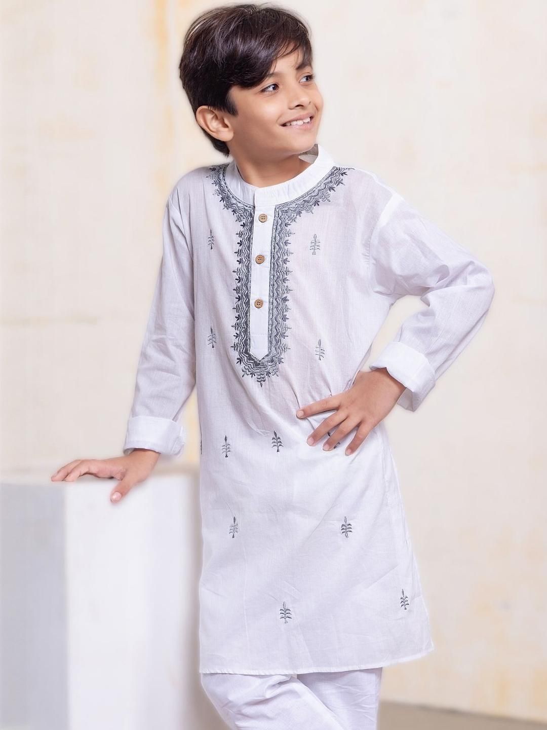 Tura Turi Boys White Kurta Sets