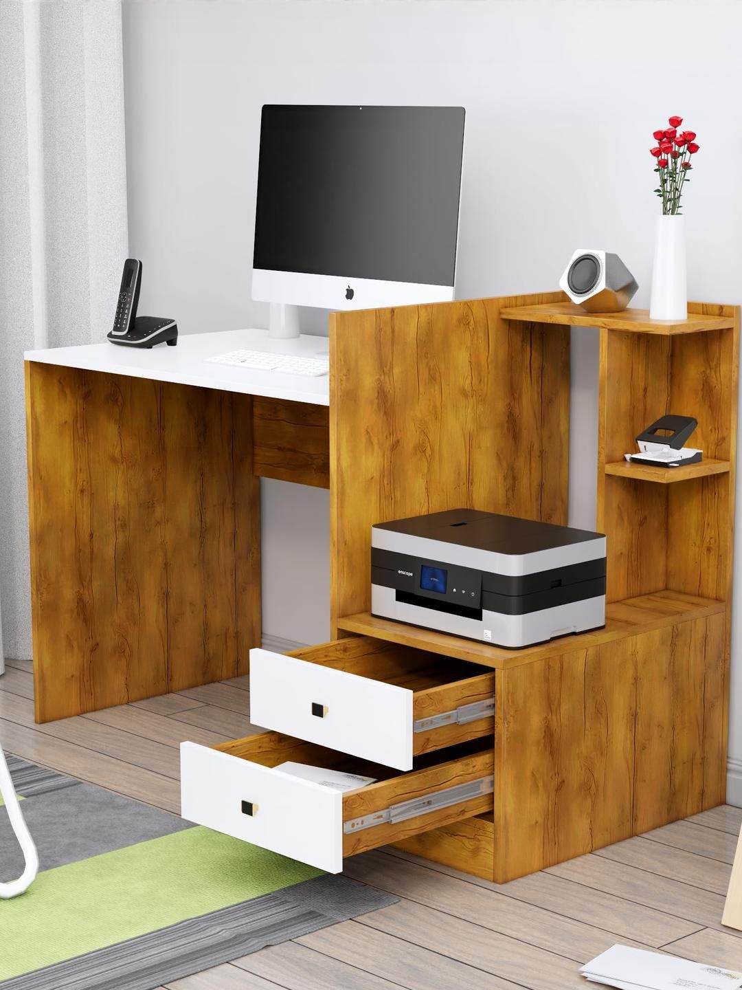 HEXA RED Beige Engineered Wood Study Table-picture-30