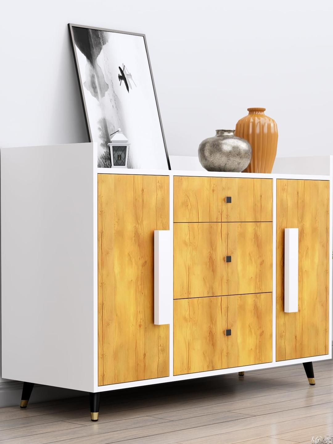 HEXA RED White Engineered Wood Storage Cabinet