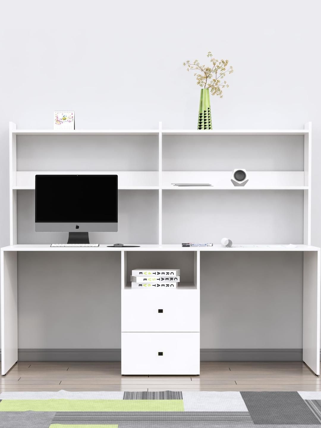 HEXA RED White Engineered Wood Study Table