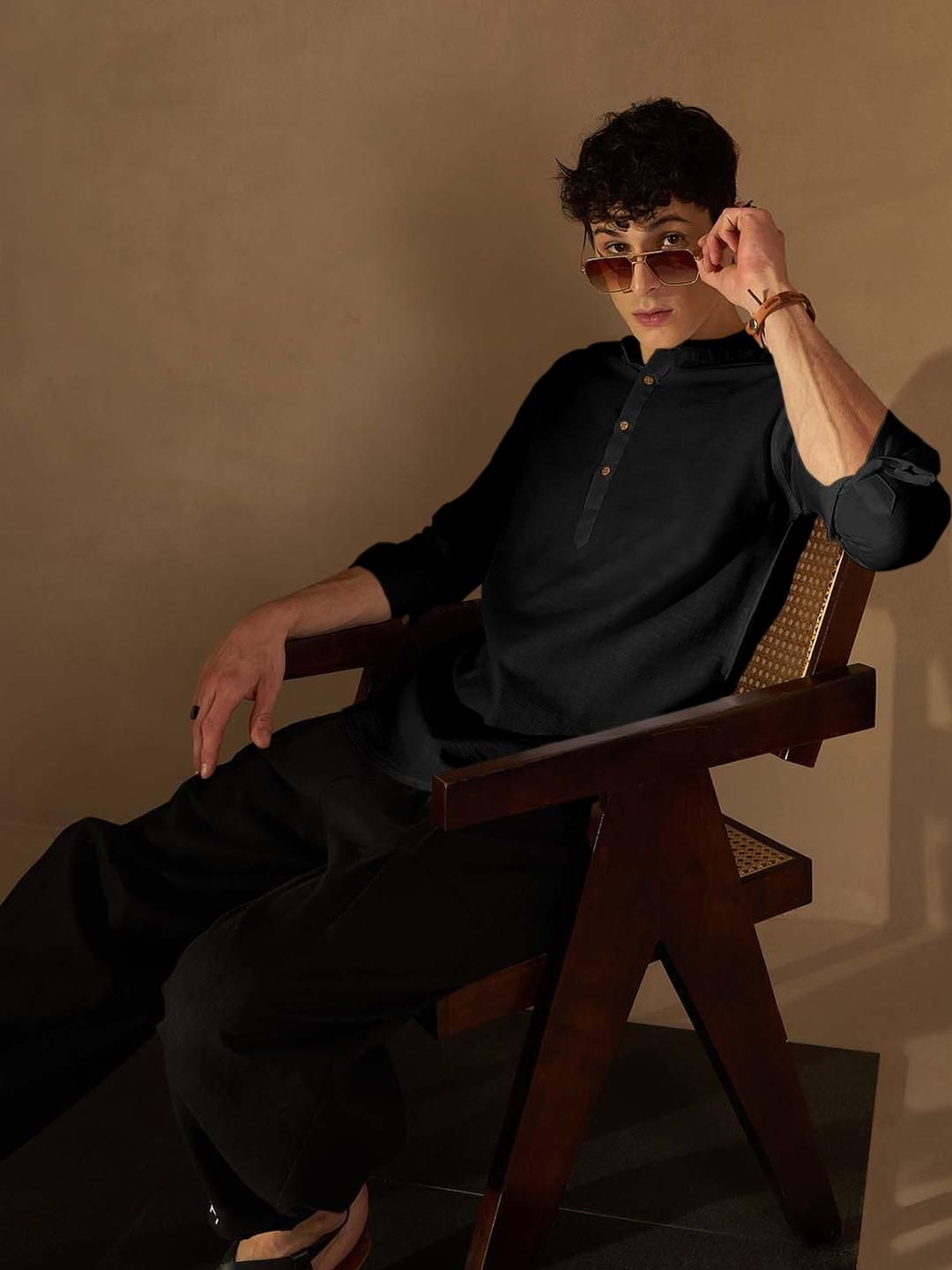 Fifth U Men Black Kurta-picture-58