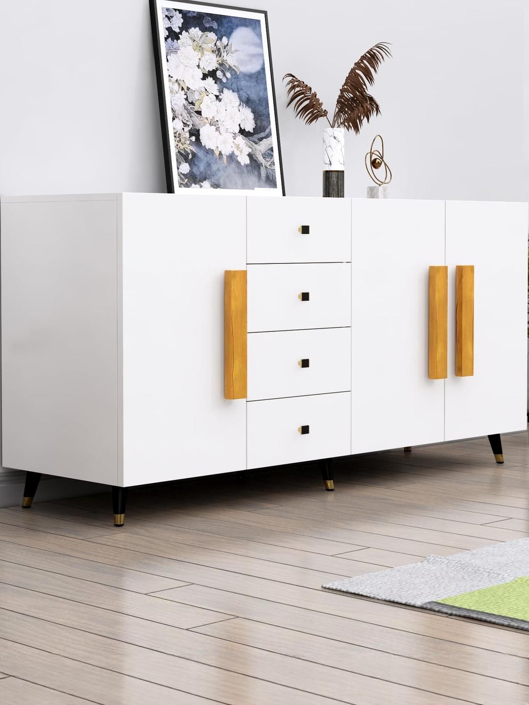 HEXA RED White Engineered Wood Storage Cabinet