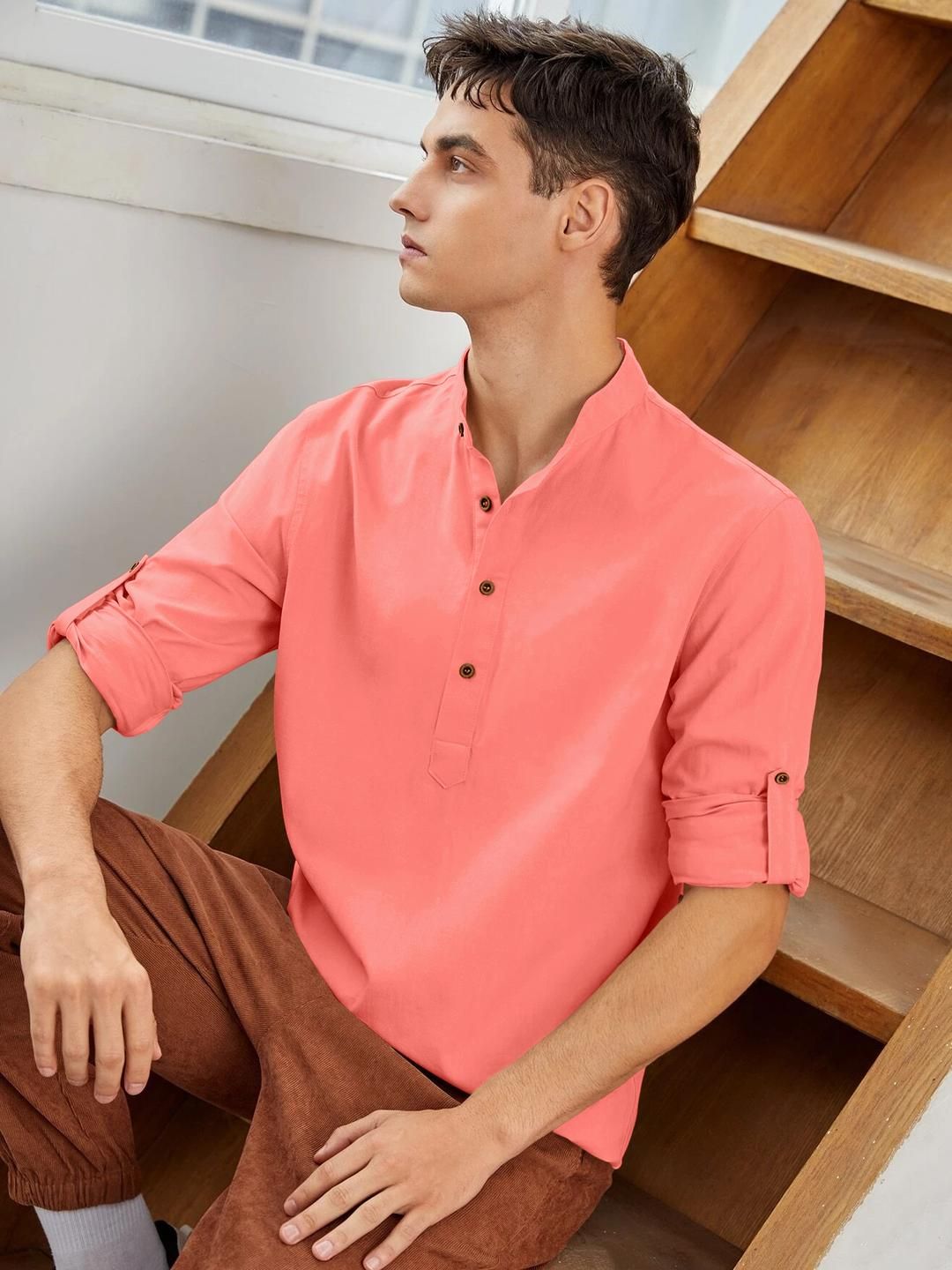 Fifth U Men Peach Kurta-picture-39