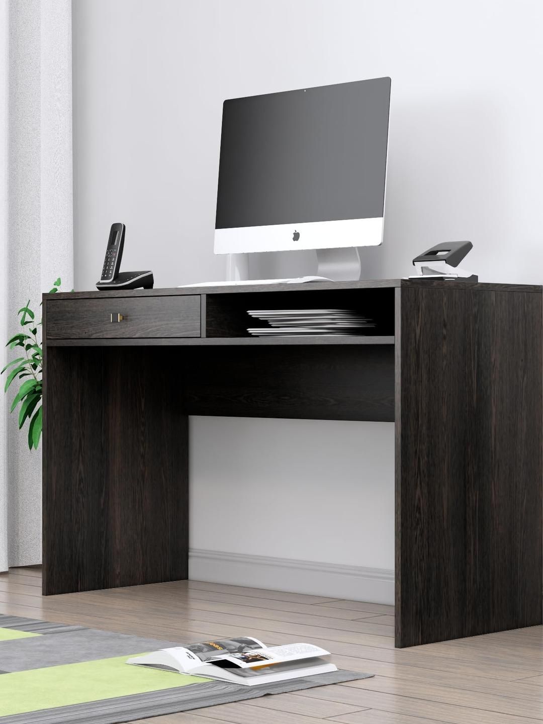 HEXA RED Brown Engineered Wood Study Table-image-10