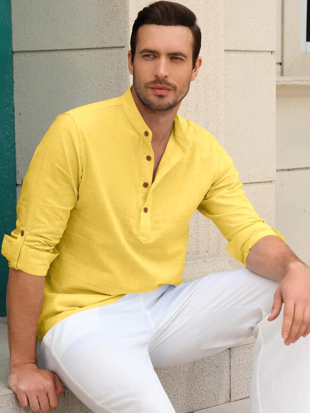 Fifth U Men Yellow Kurta-picture-15