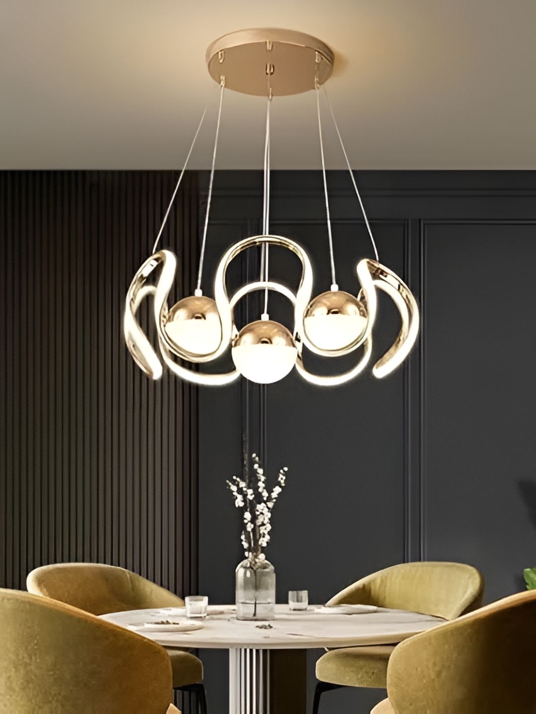 SHRI MAHAL ANTIQUES Gold-Toned Traditional Ceiling Lamp