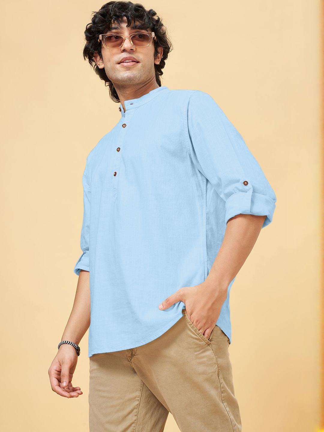 Fifth U Men Turquoise Blue Kurta-picture-38