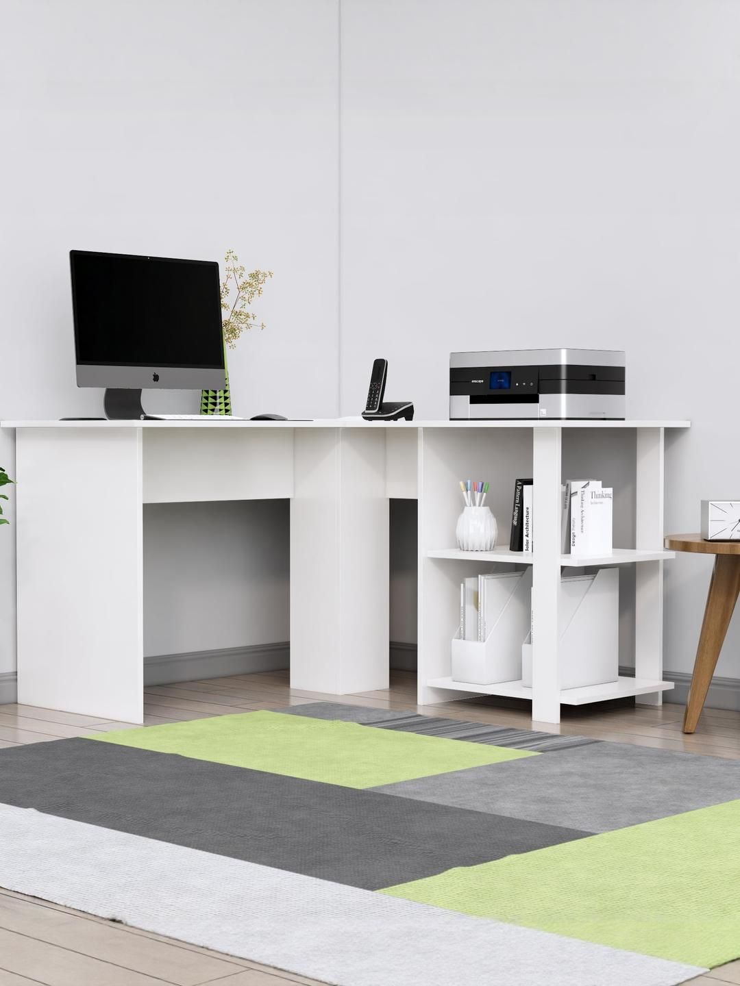 HEXA RED White Engineered Wood Study Table