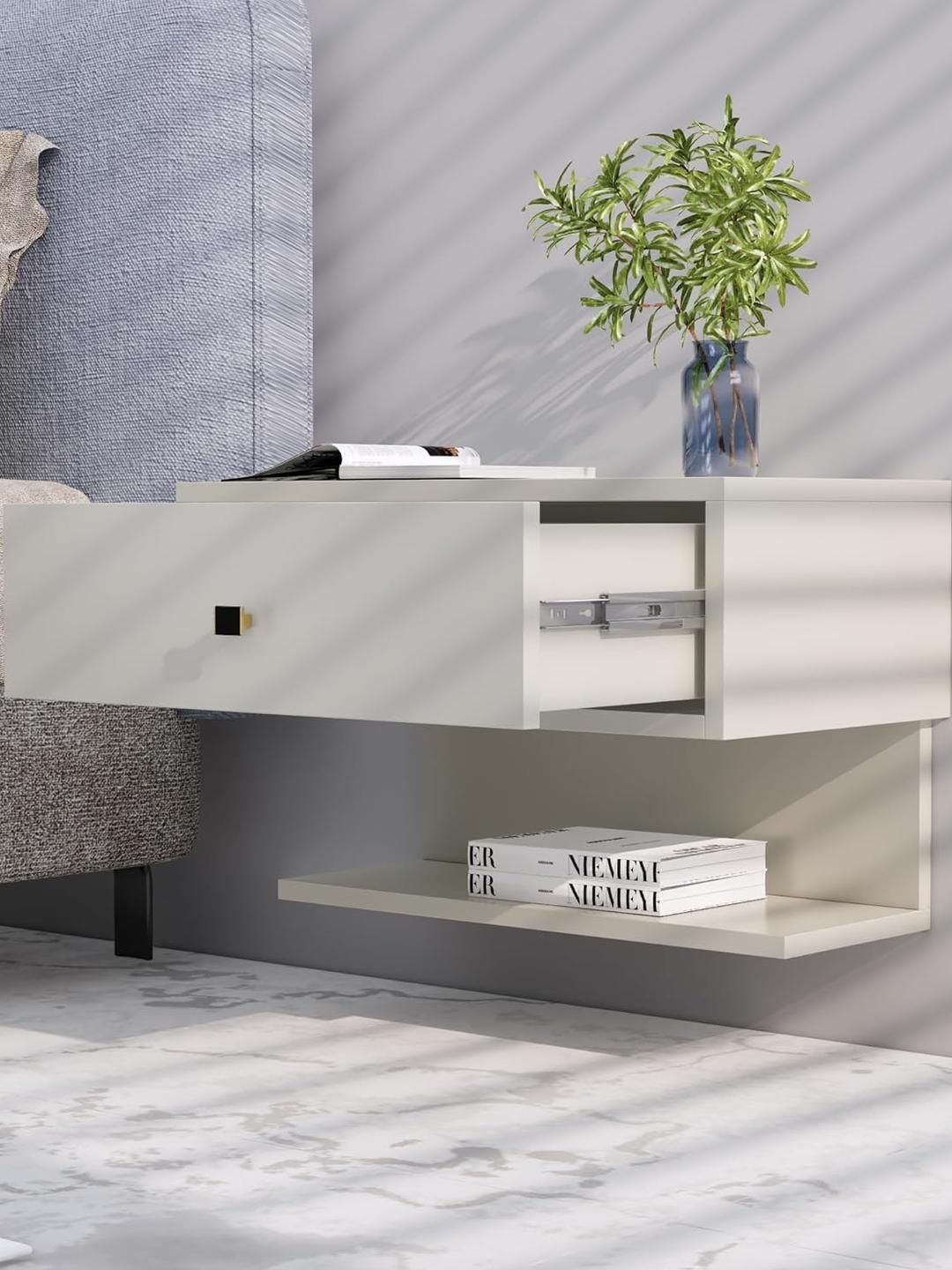 HEXA RED White Engineered Wood Bedside Table