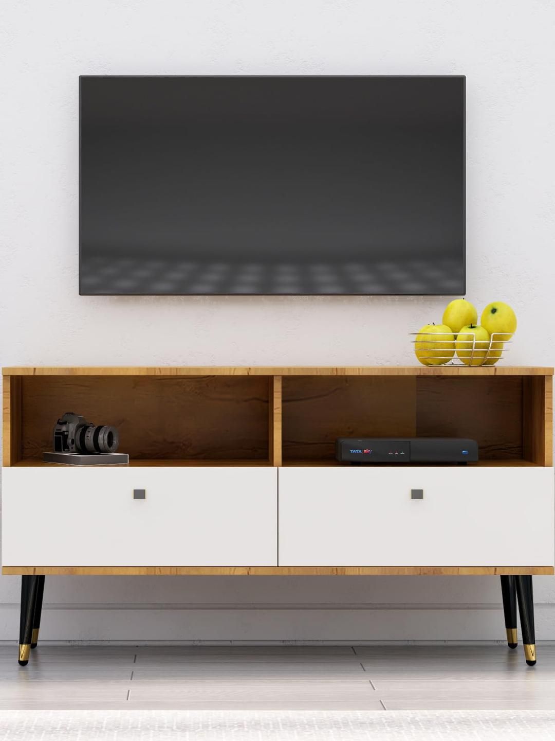 HEXA RED Beige Wall Mounted Wood TV Entertainment Unit