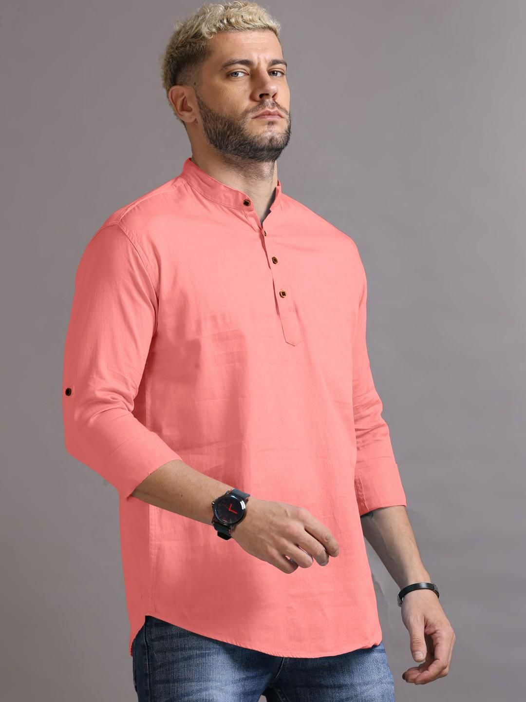 Fifth U Men Peach Kurta-picture-17