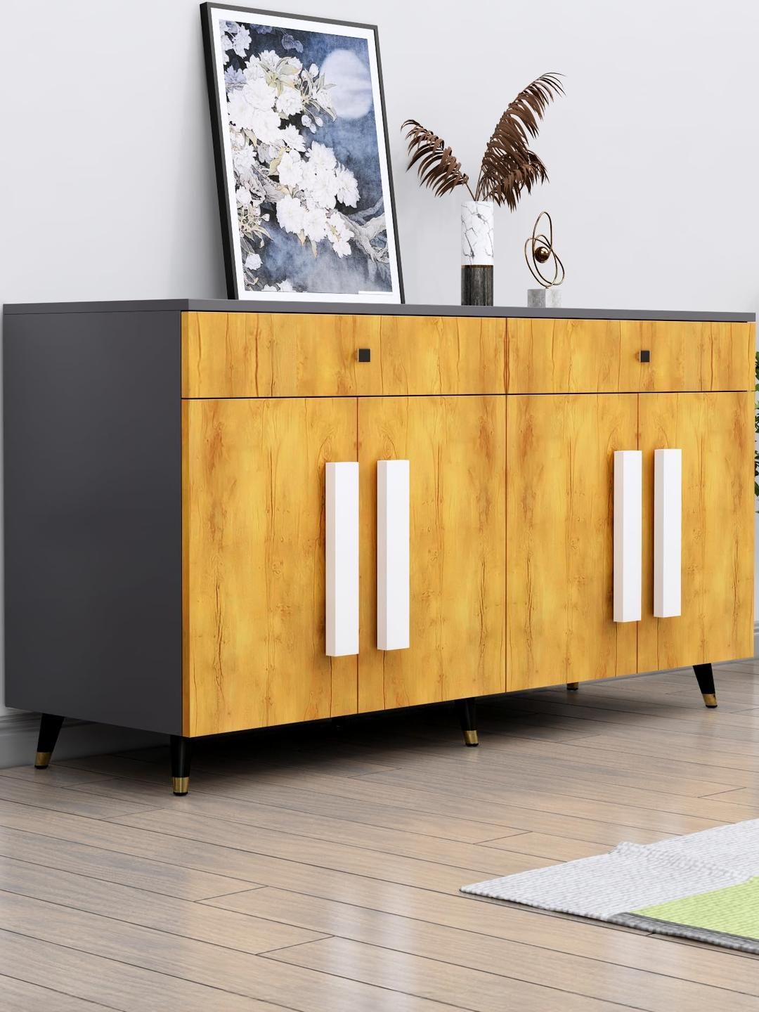 HEXA RED Grey & Beige Multipurpose Storage Cabinet