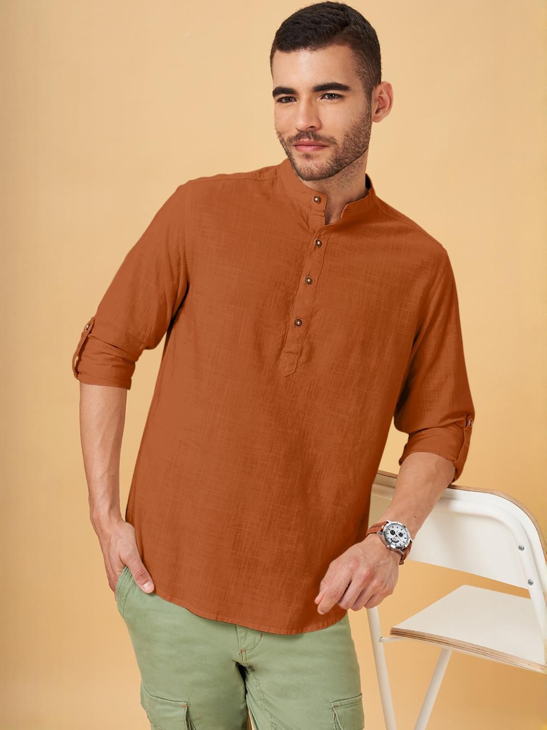 Fifth U Men Brown Kurta-picture-20