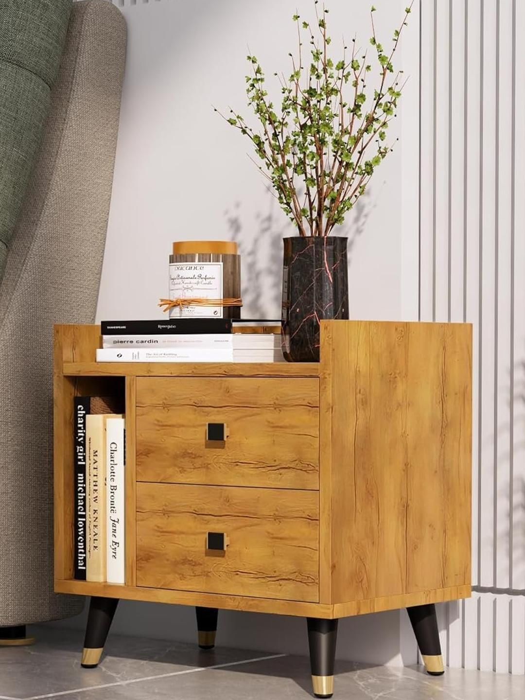 HEXA RED Beige Engineered Wood Bedside Table