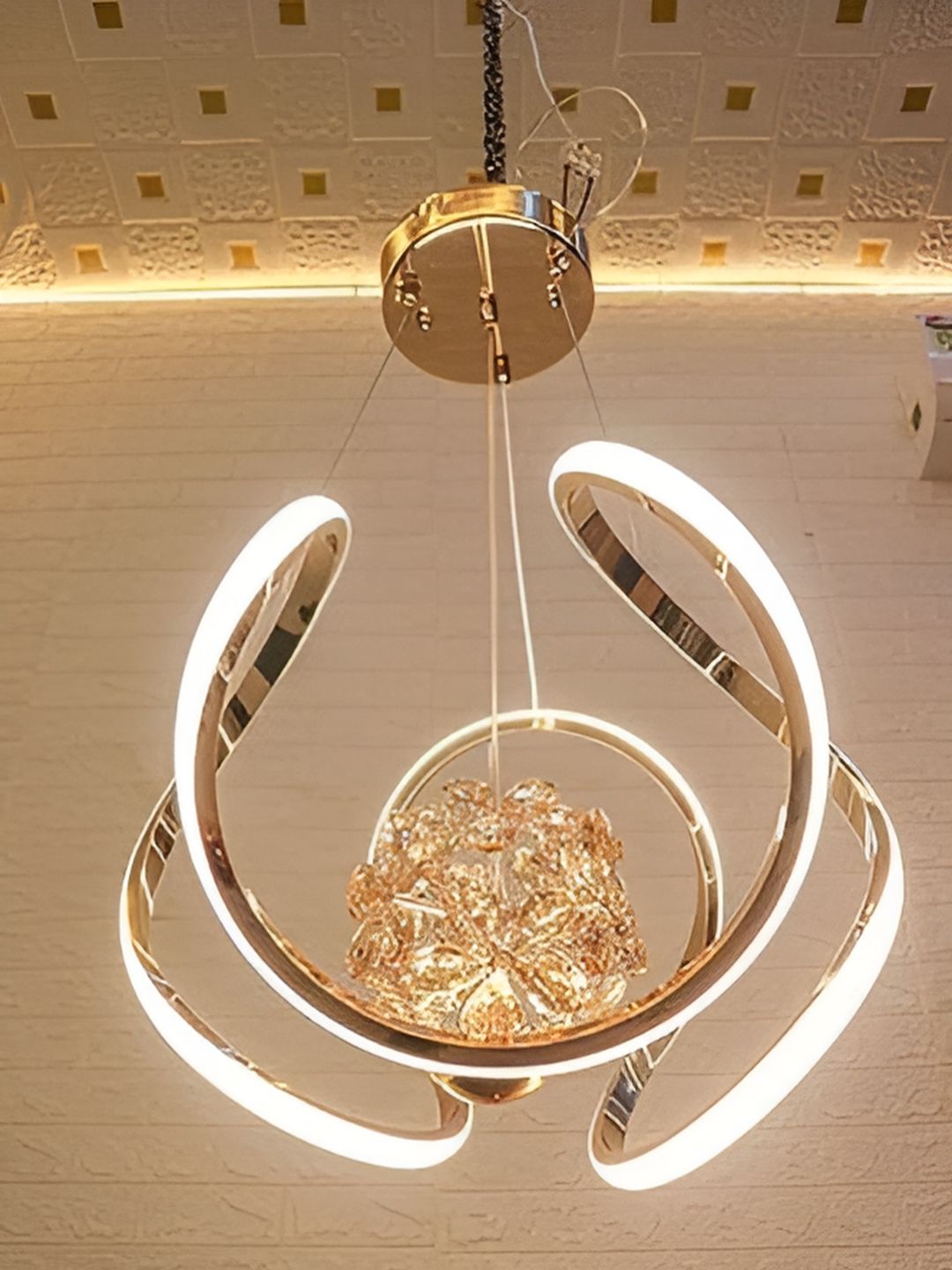 SHRI MAHAL ANTIQUES Gold-Toned Traditional Ceiling Lamp-picture-43