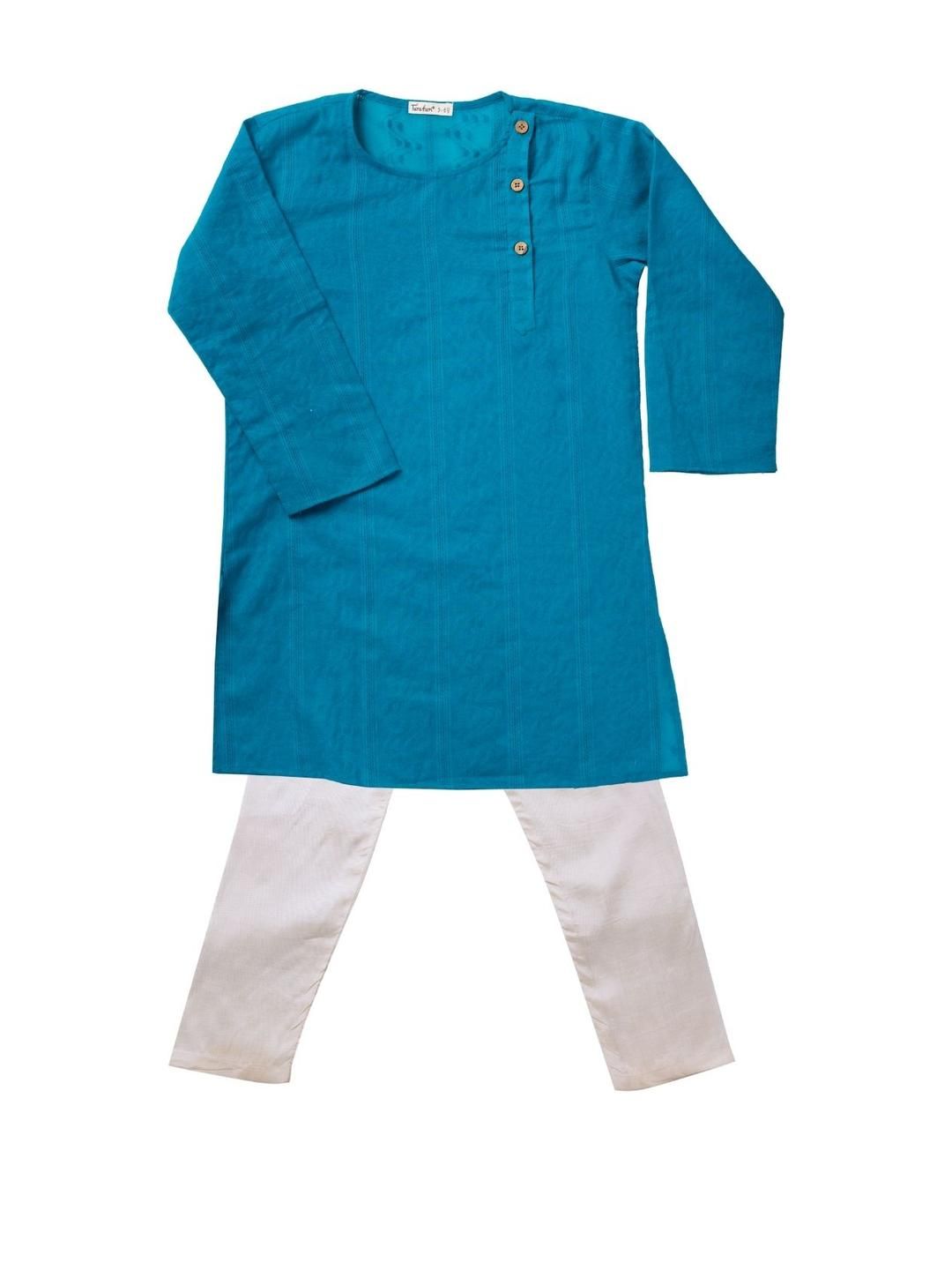 Tura Turi Boys Turquoise Blue Kurta Sets-picture-28