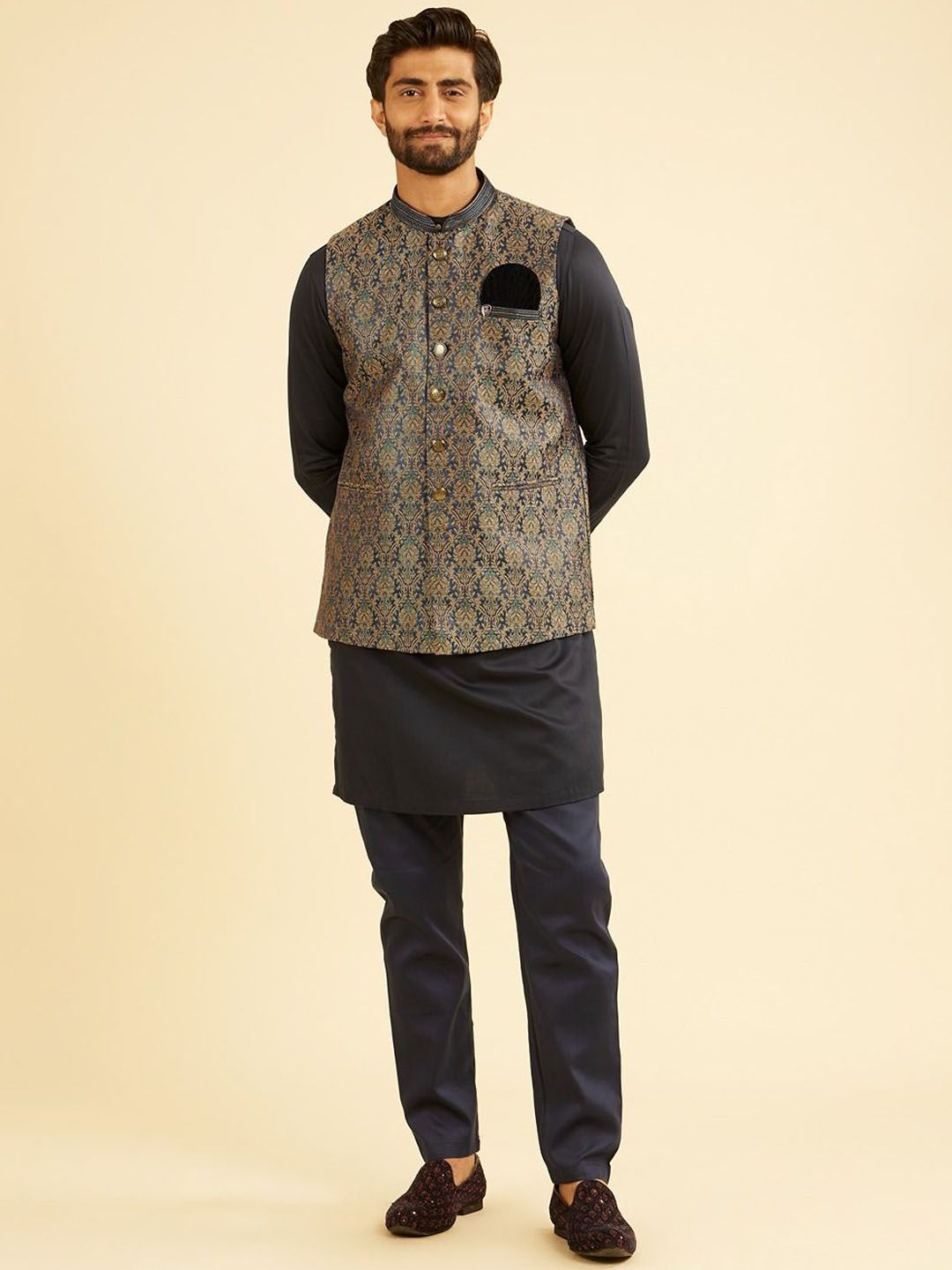 Manyavar Men Embroidered Nehru Jacket-picture-30