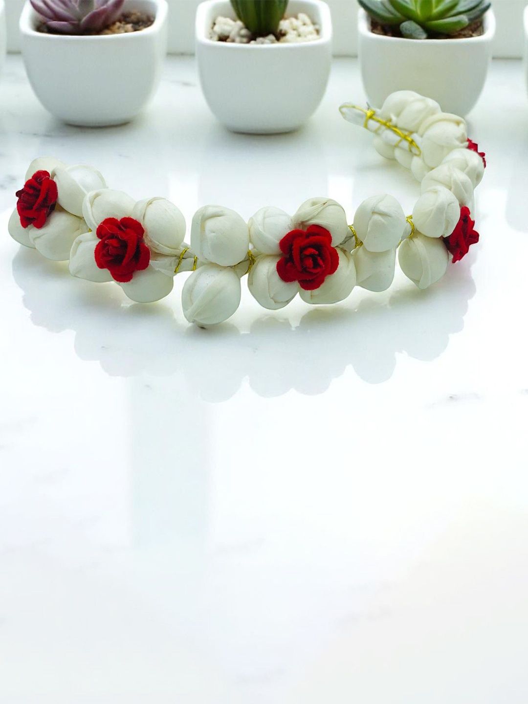 GADINFASHION Women Pack of 2 Hair Accessory Set of Handmade Flower Bridal Gajra Bun-image-27