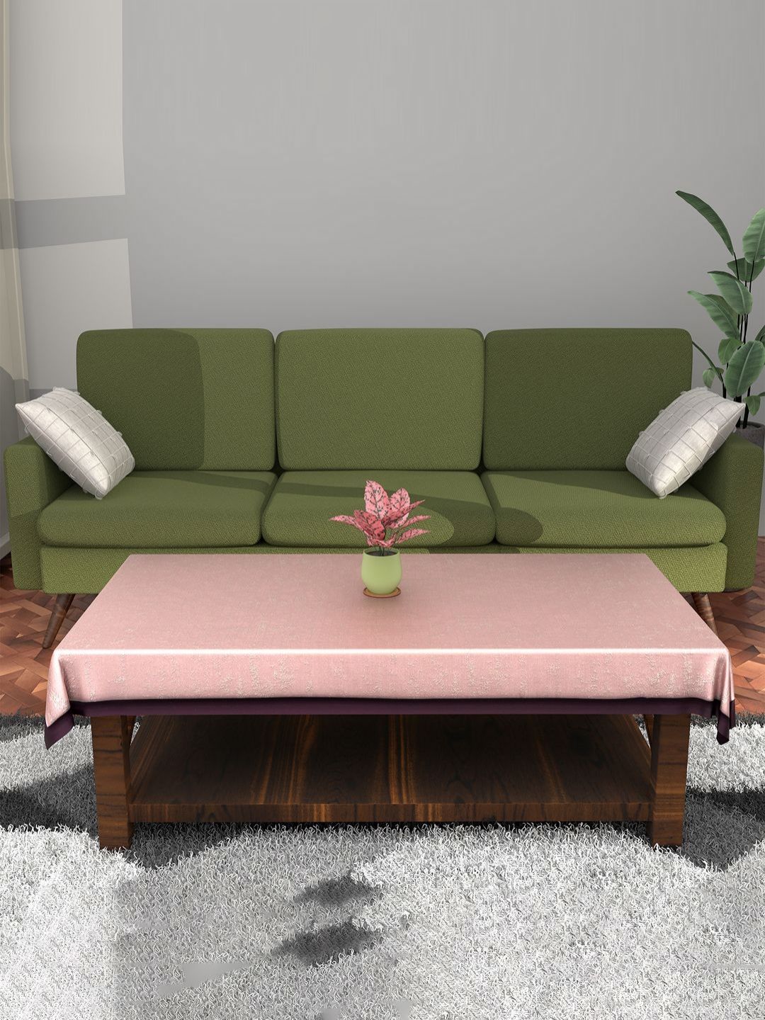 RUBOXA Pink Cotton 4-Seater Table Cover-picture-27