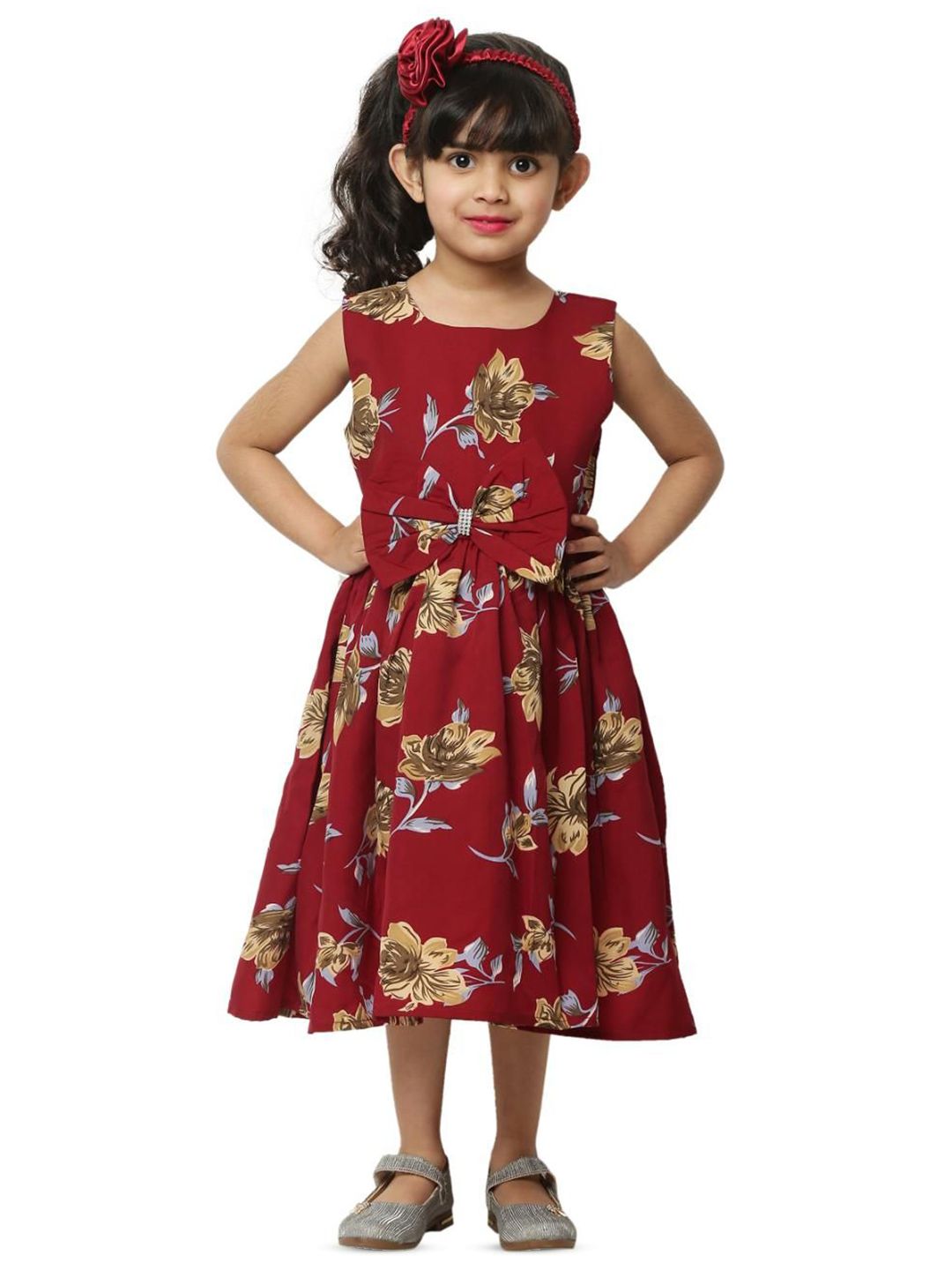 Wow Princess Girls Floral Knee Length Fit & Flare Dress-picture-29