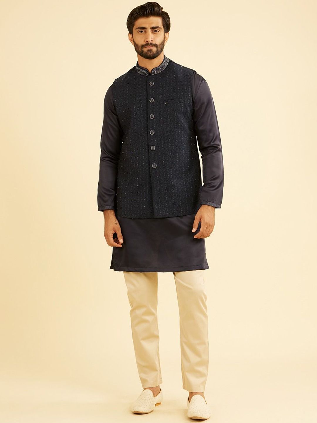 Manyavar Embroidered Nehru Jacket-picture-17