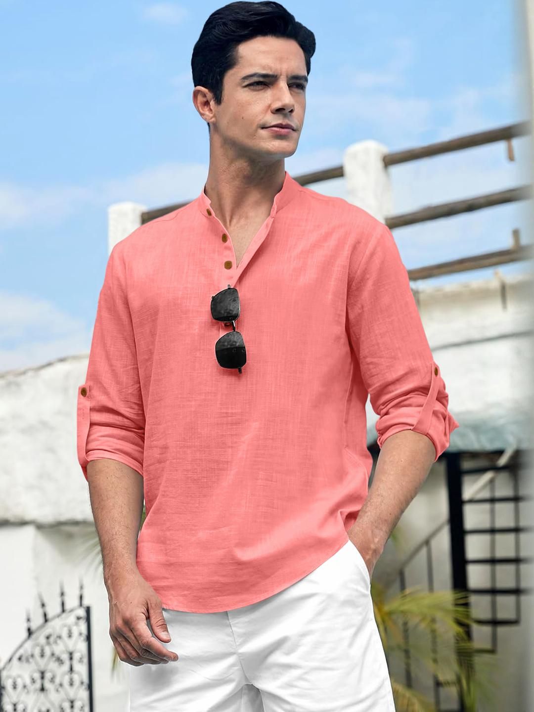 Fifth U Men Peach Kurta-picture-24