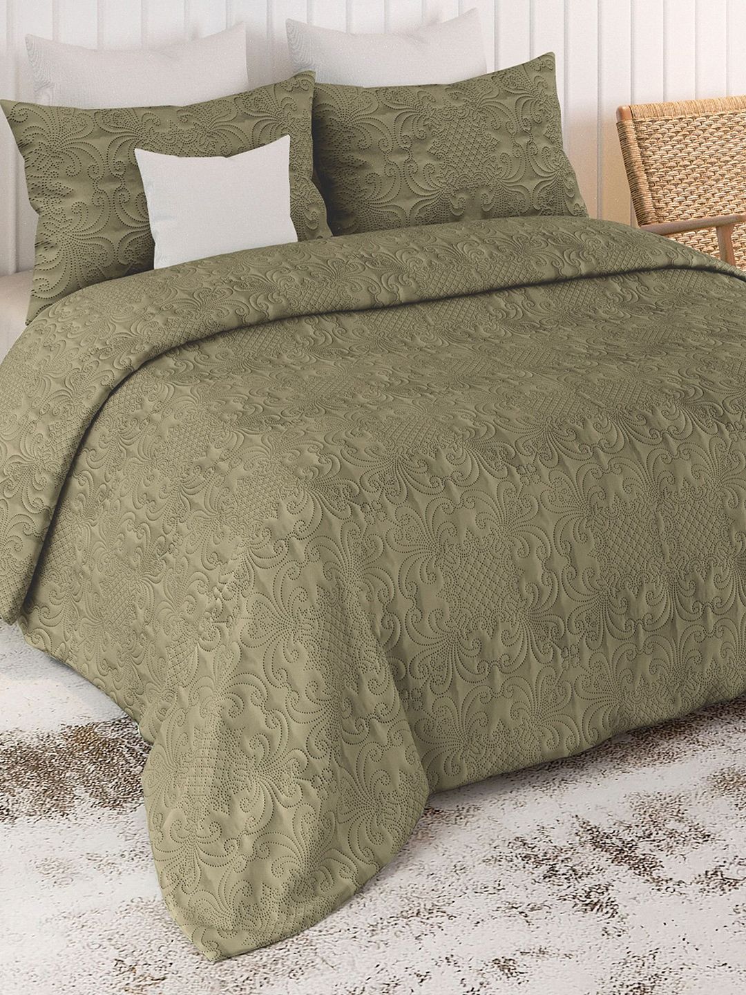 LABHAM Sensation Brown Quilted 300 GSM Double King Bed Cover-picture-11