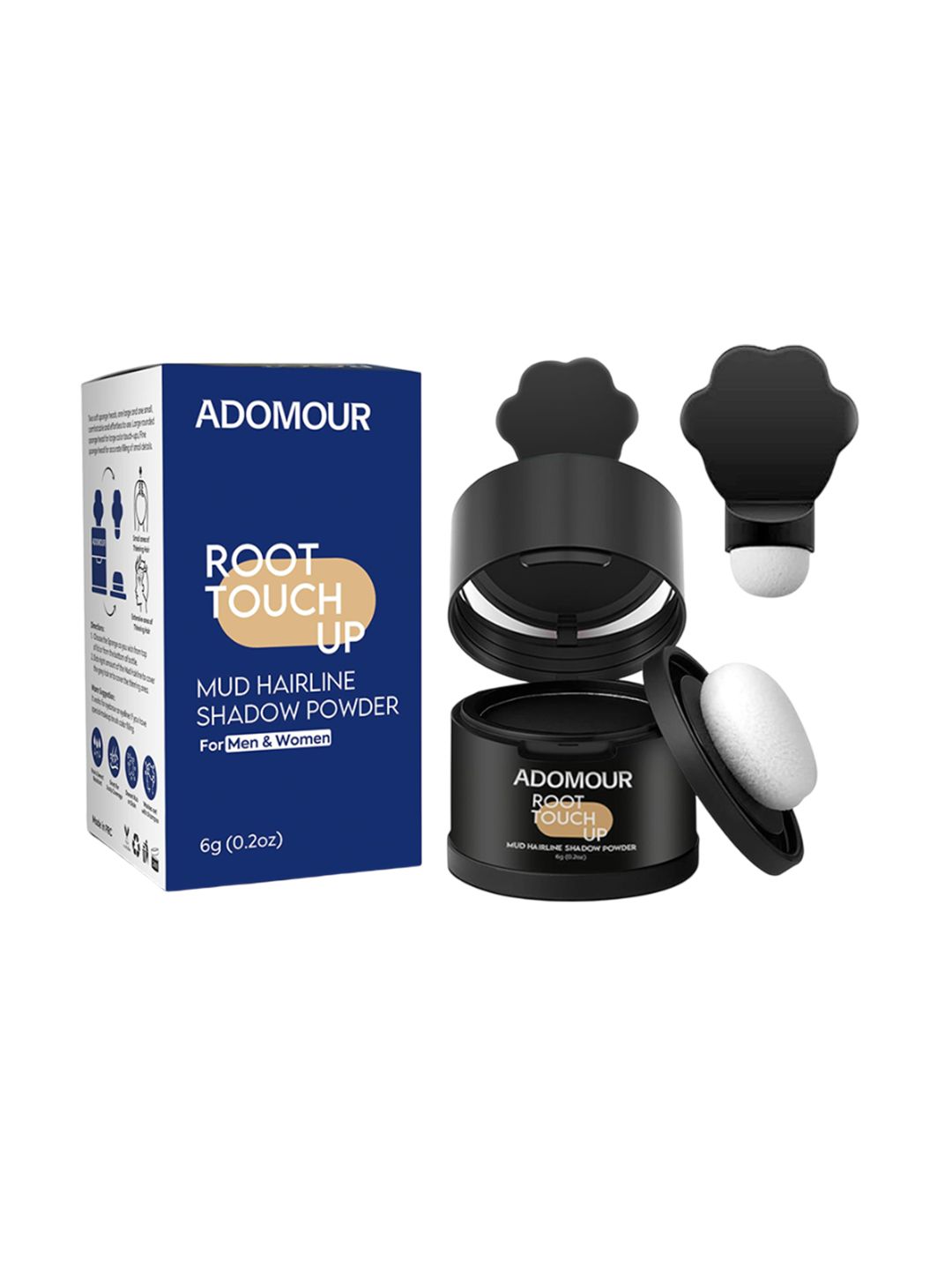 ADOMOUR Root Touch Up Mud Hairline Shadow Powder - 6 g - Black-picture-26