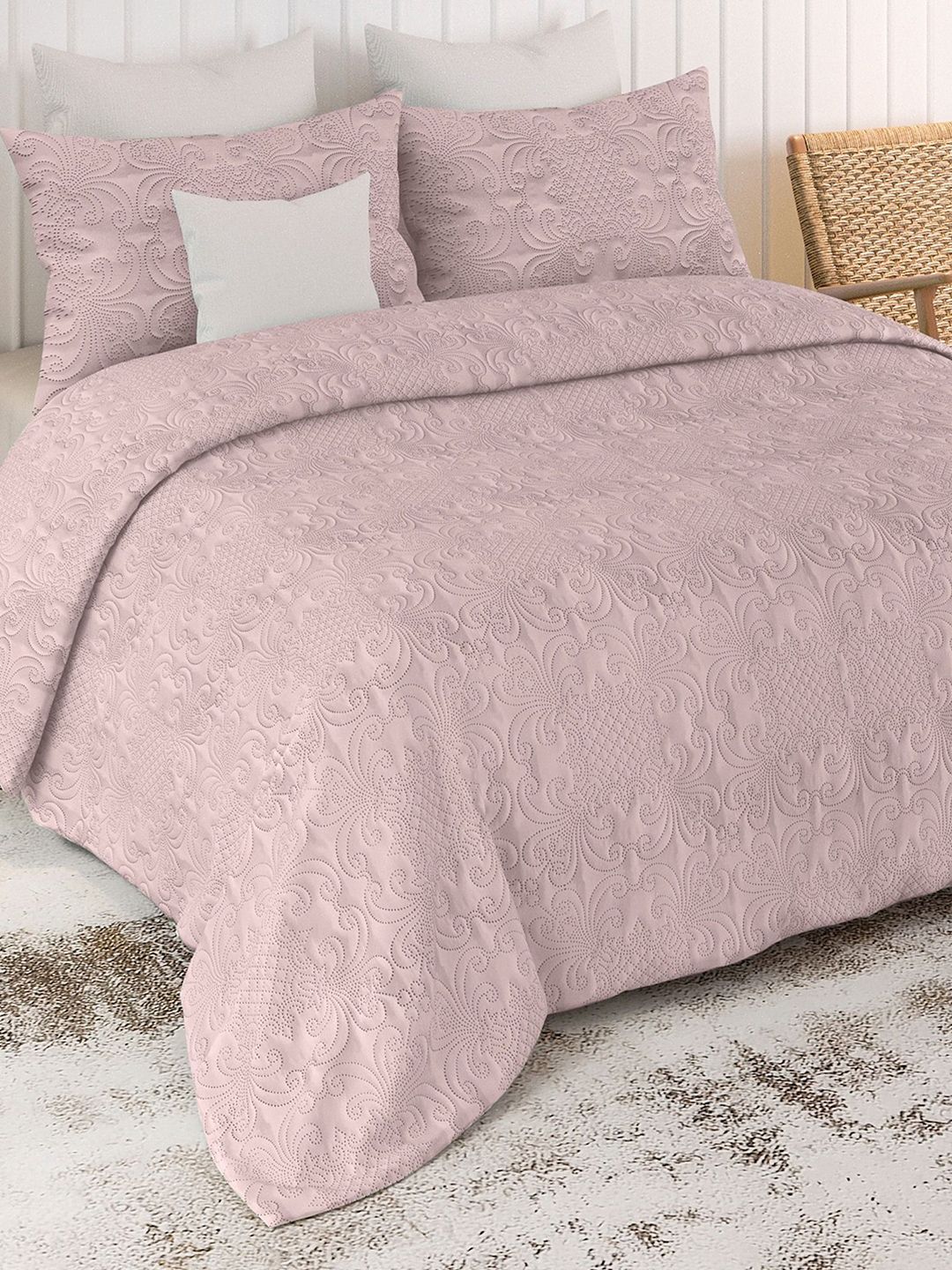 LABHAM Sensation Pink Quilted 300 GSM Double King Bed Cover-image-10
