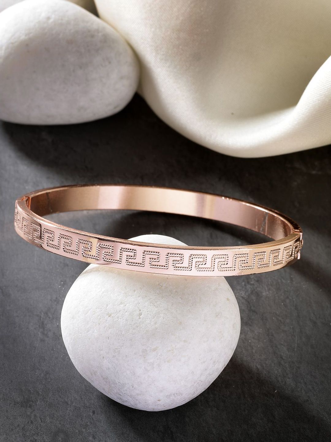 The Roadster Lifestyle Co Men Rose Gold-Plated Kada Bracelet-picture-15