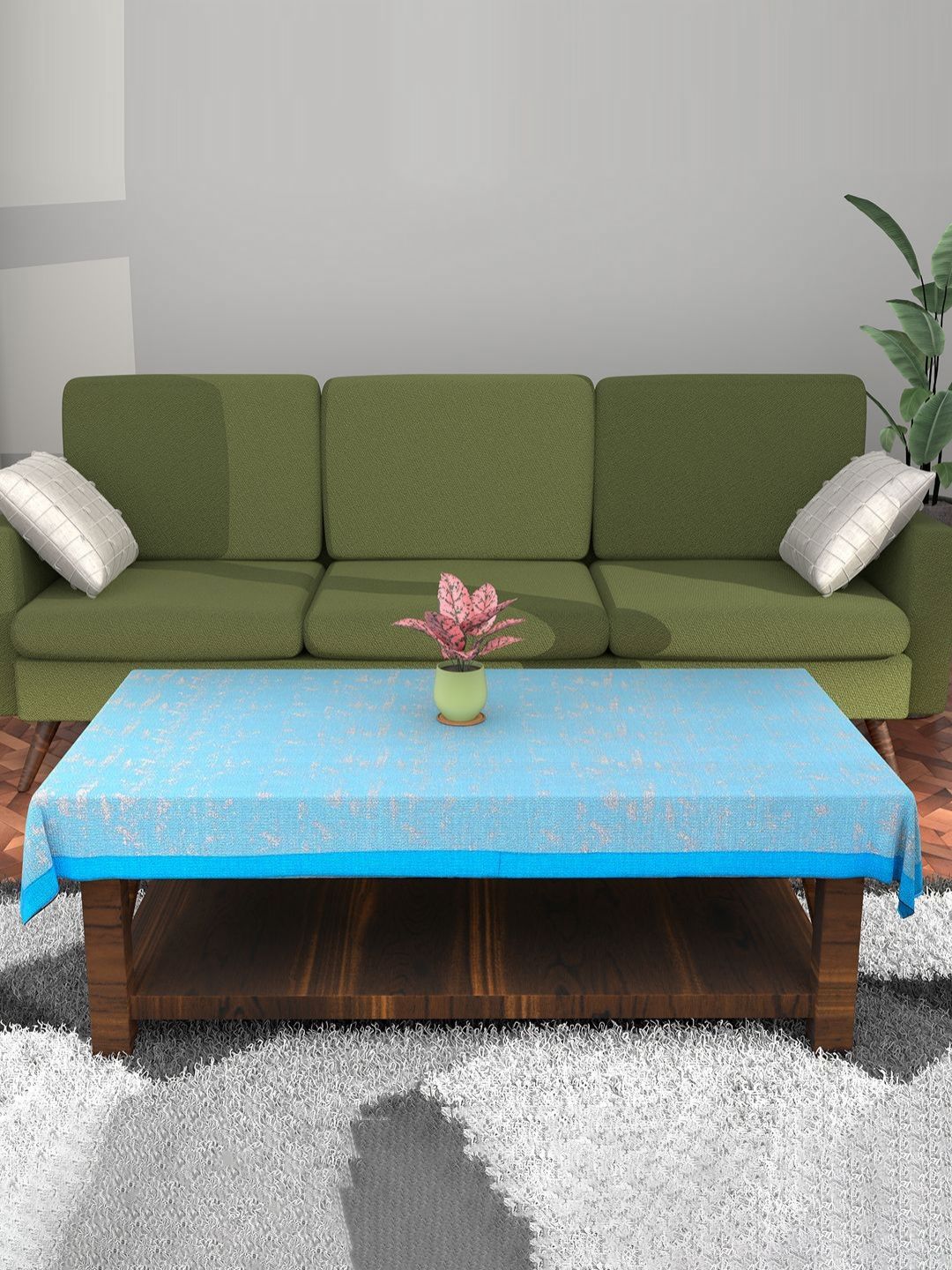 RUBOXA Blue Cotton 4-Seater Table Cover-picture-40