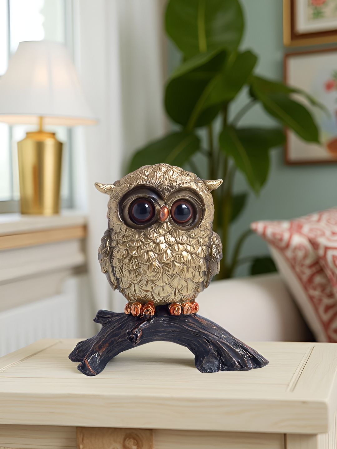 Golden Peacock Black Figurine Showpiece