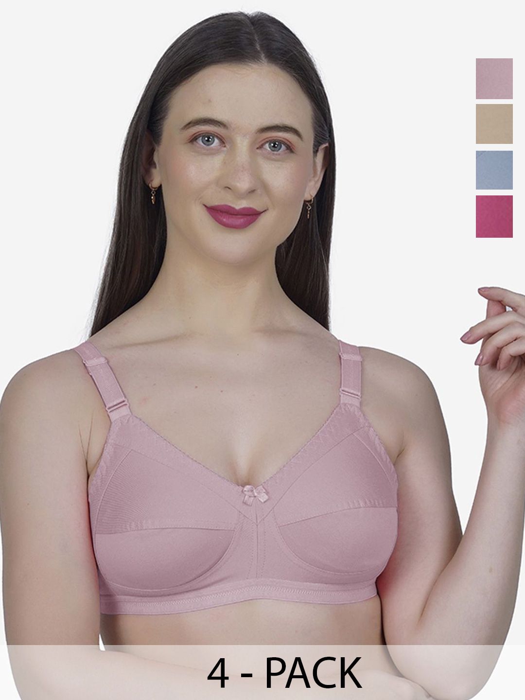 SHYAM SONS FLAIR Women Pack of 4 Full Coverage Non Padded Bra-picture-2