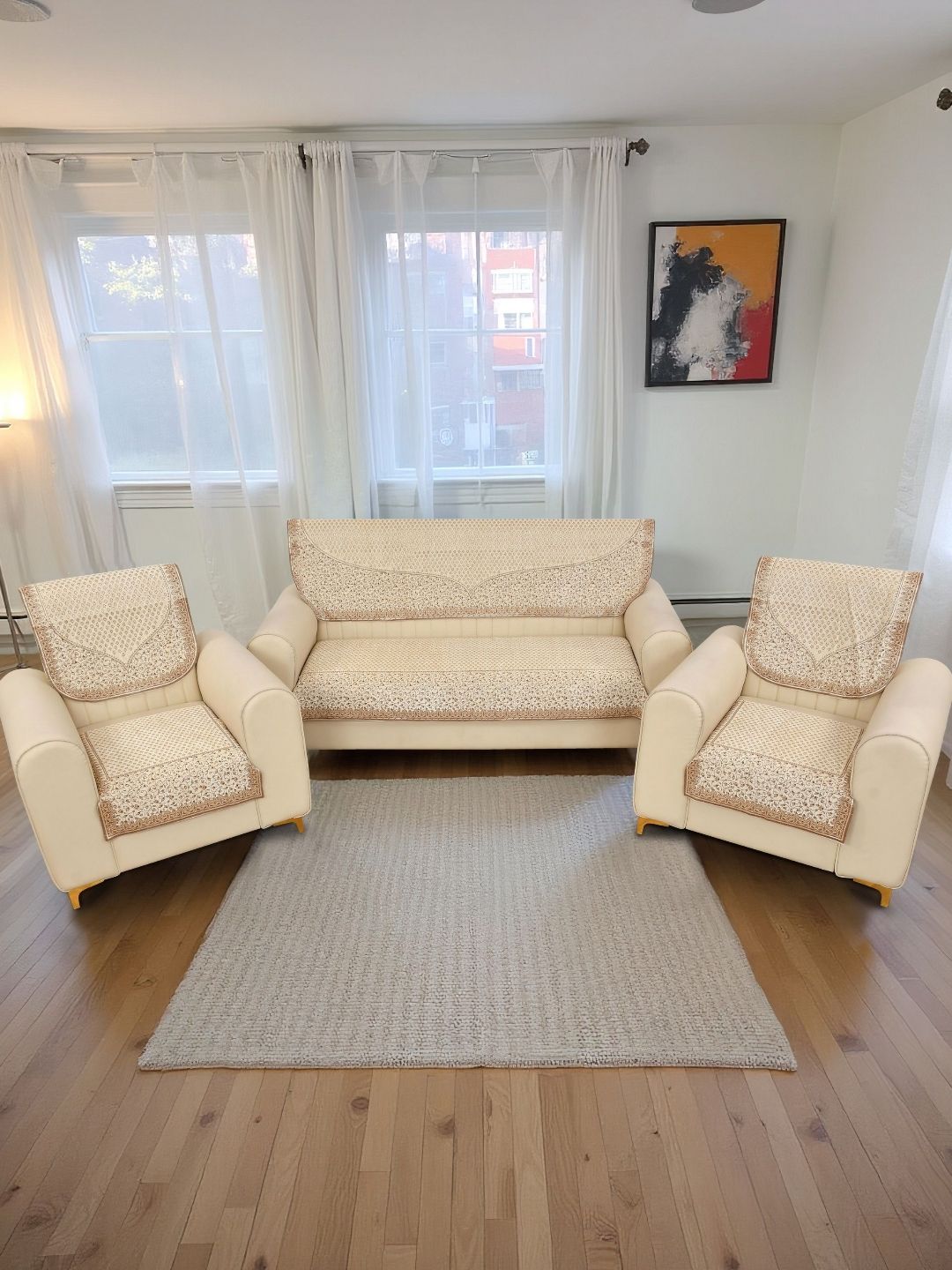 MORADO Beige Printed Other Sofa Cover